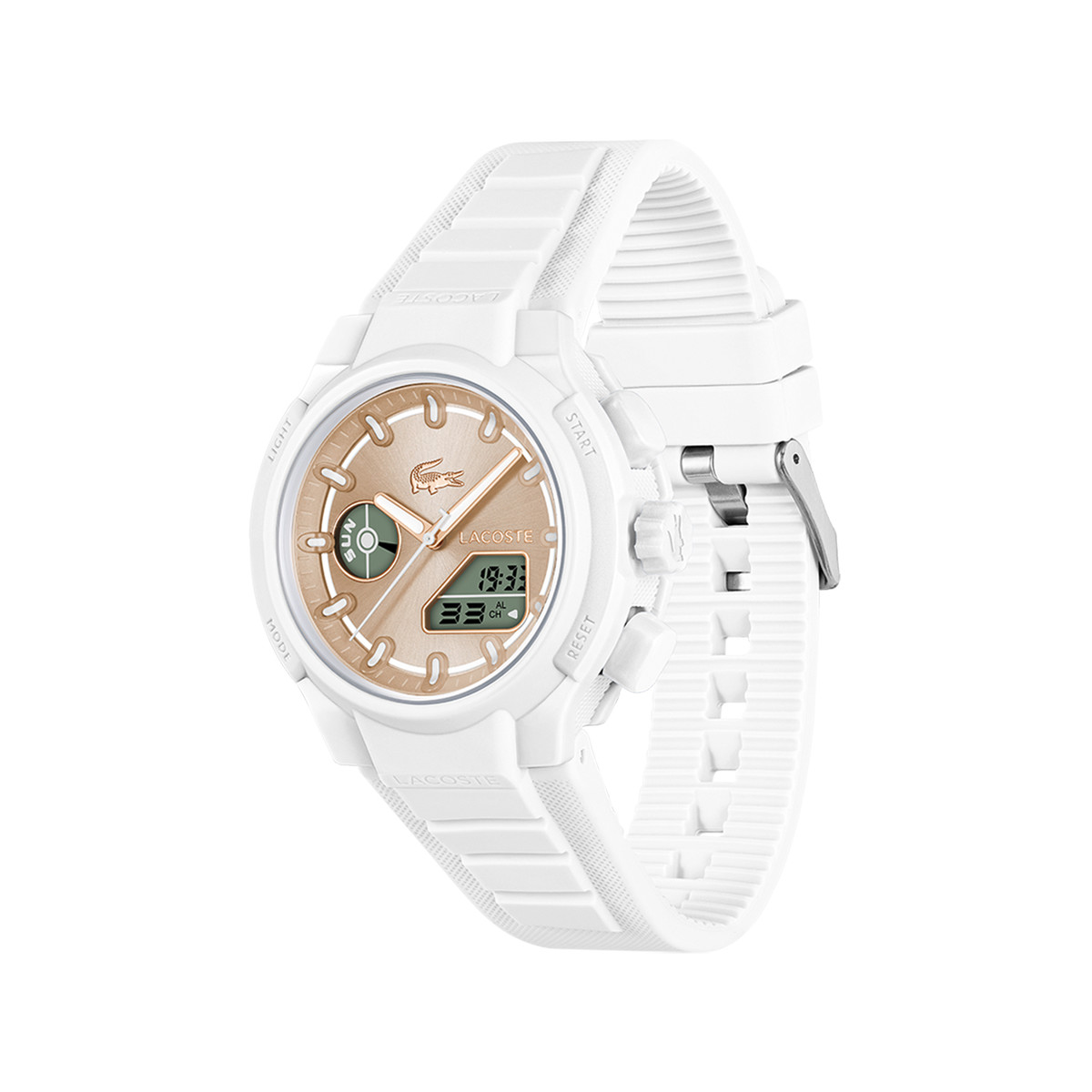 Montre LACOSTE lc33 femme blanc cadran beige bracelet silicone - vue 2