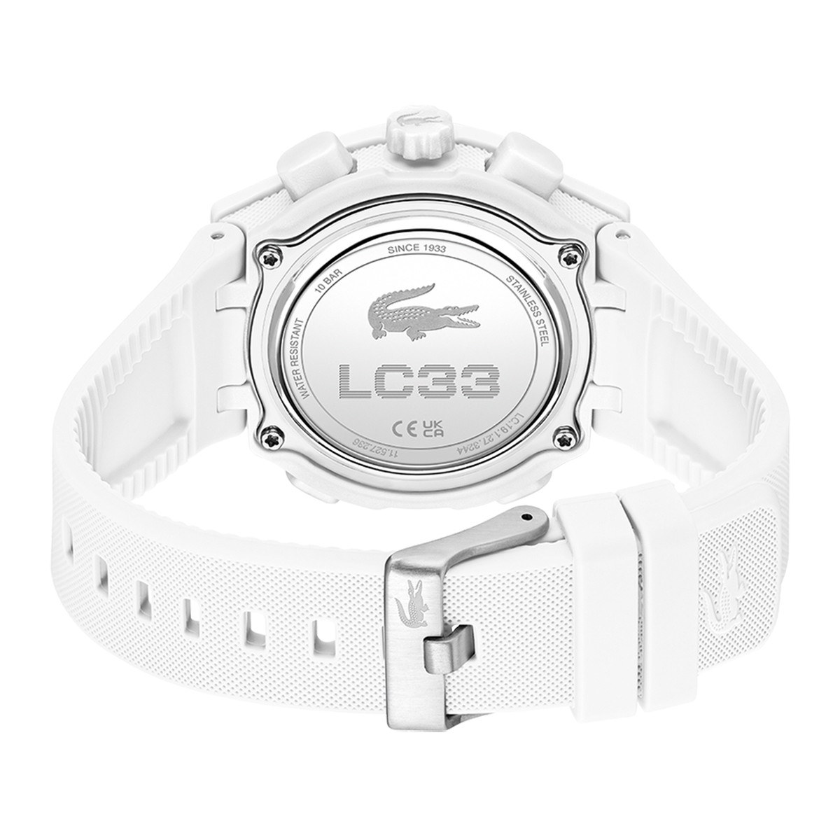 Montre LACOSTE lc33 femme blanc cadran beige bracelet silicone - vue 3