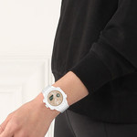 Montre LACOSTE lc33 femme blanc cadran beige bracelet silicone - vue porté 1