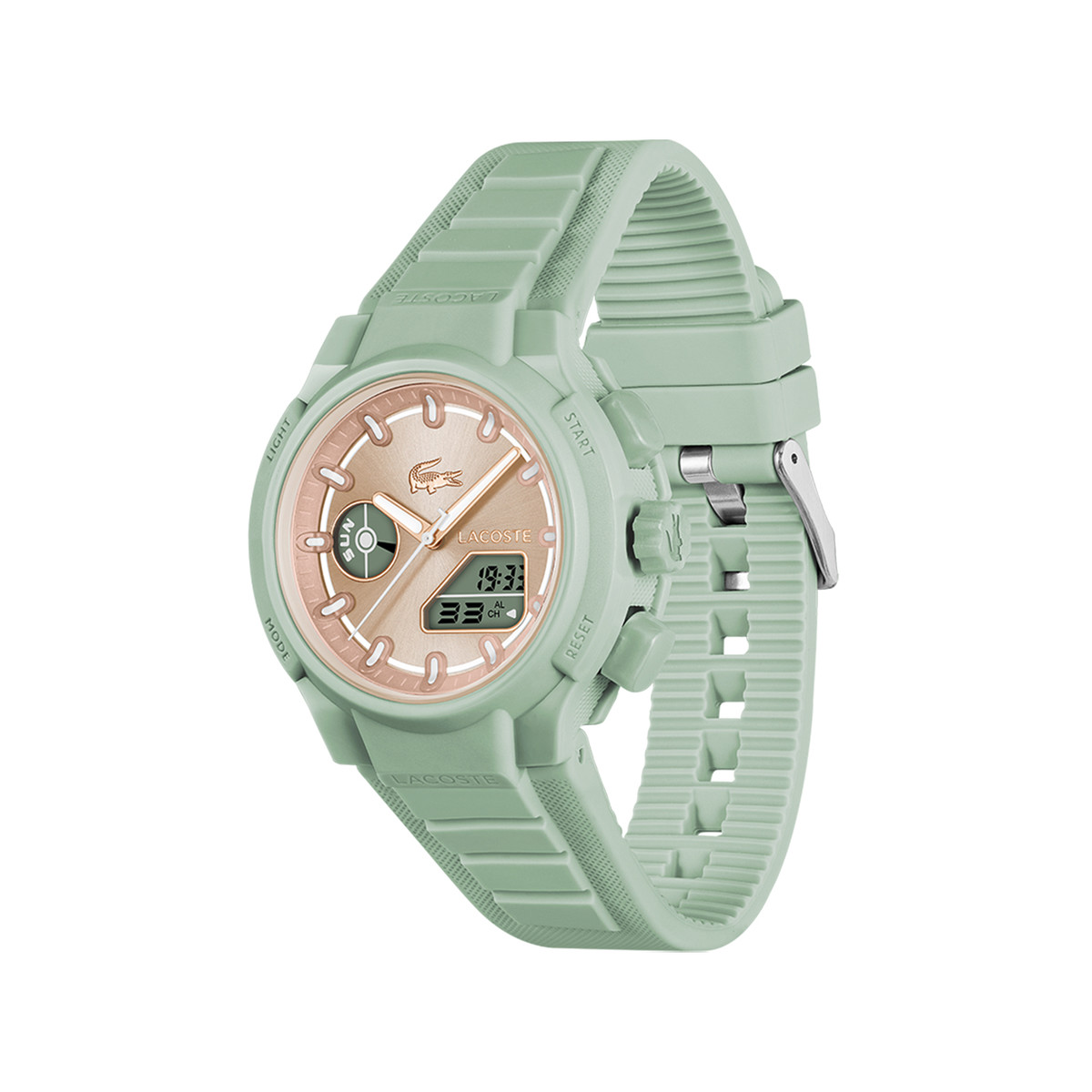 Montre LACOSTE lc33 femme vert cadran beige bracelet silicone - vue 2