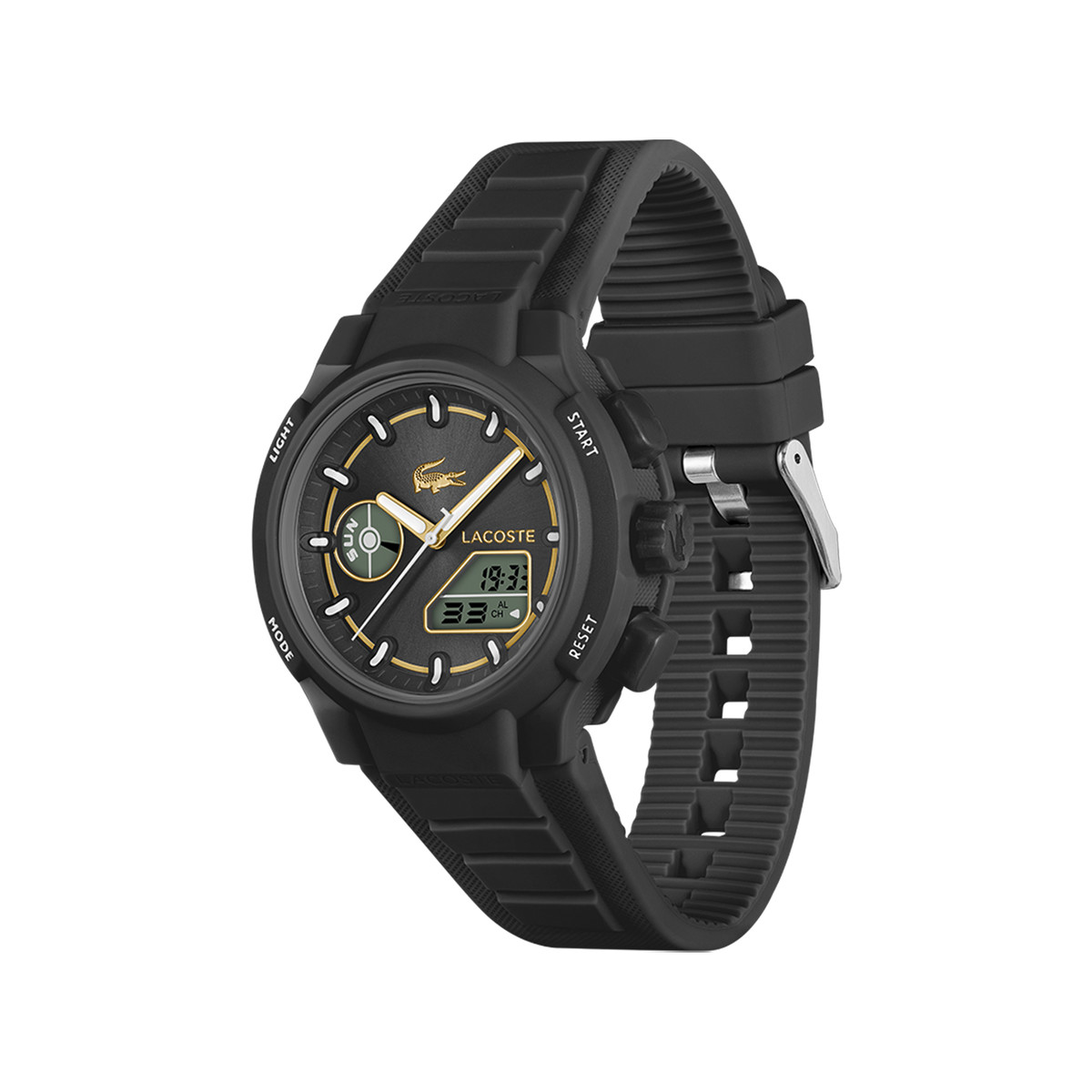 Montre LACOSTE lc33 femme noir bracelet silicone - vue 2