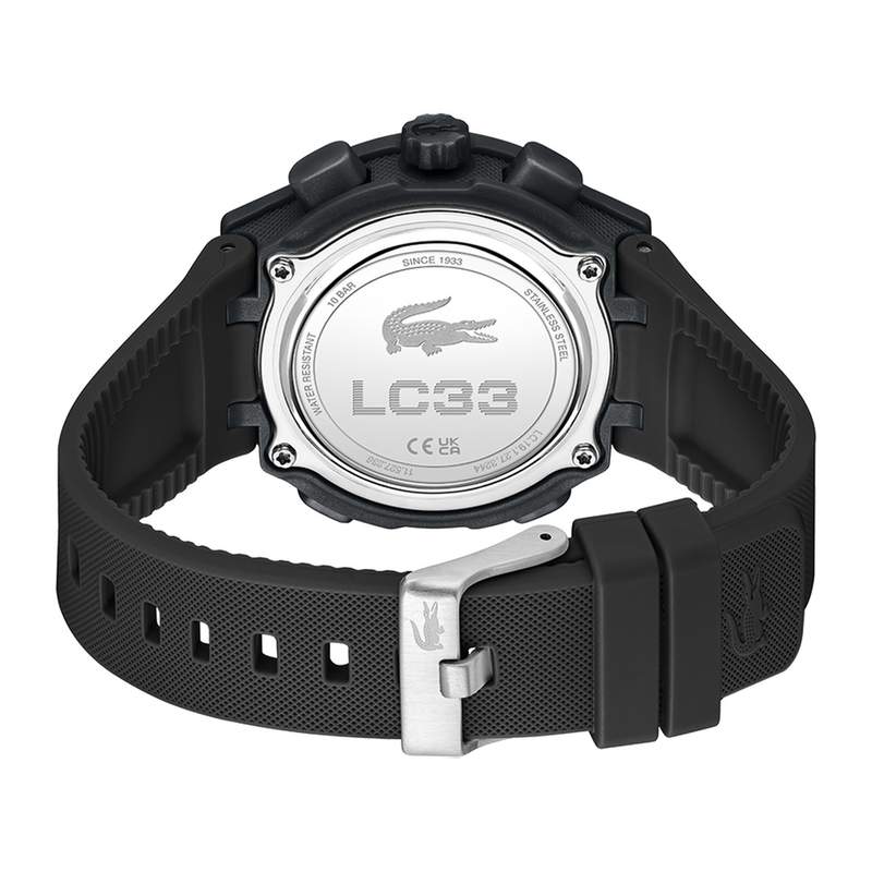 Montre LACOSTE lc33 femme noir bracelet silicone - vue 3