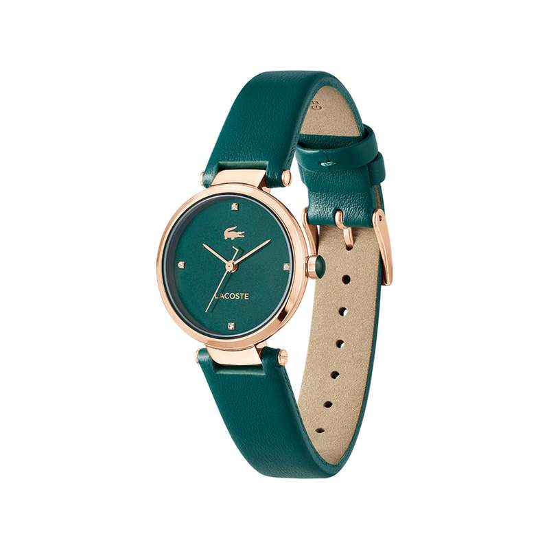 Montre LACOSTE orba femme vert bracelet cuir - vue 2