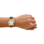 FOSSIL gilmore ladies watch brown leather strap - view worn 2