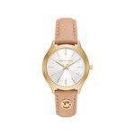 Montre MICHAEL KORS slim runway femme bracelet cuir beige - vue 1