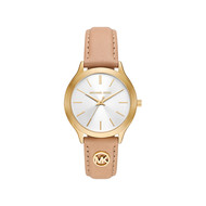 Montre MICHAEL KORS slim runway femme bracelet cuir beige