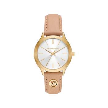 Montre MICHAEL KORS slim runway femme bracelet cuir beige