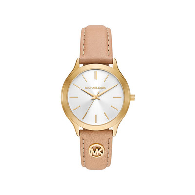 Montre MICHAEL KORS slim runway femme bracelet cuir beige - vue 1