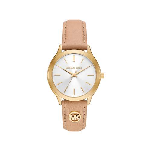 MICHAEL KORS slim runway ladies' watch with beige leather strap