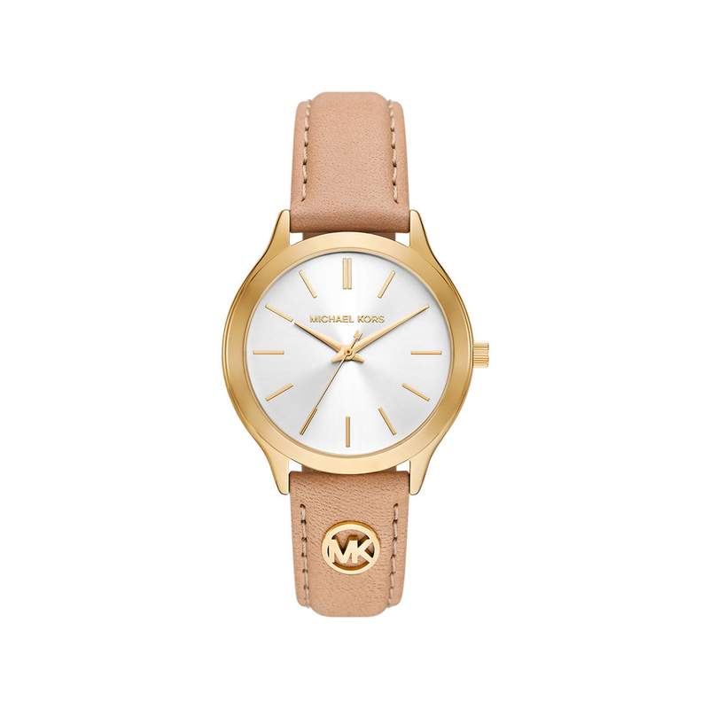 Montre MICHAEL KORS slim runway femme bracelet cuir beige - vue 1