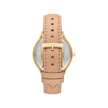 Montre MICHAEL KORS slim runway femme bracelet cuir beige