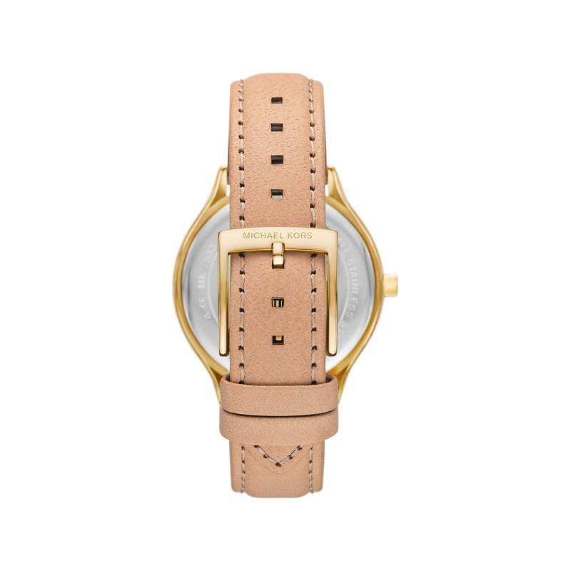 Montre MICHAEL KORS slim runway femme bracelet cuir beige - vue 3