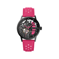 Montre PIERRE LANNIER paddock femme automatique, bracelet cuir rose fushia