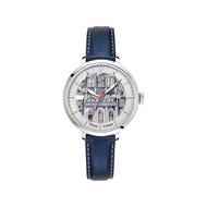 Montre PIERRE LANNIER coeur battant femme automatique, bracelet cuir bleu