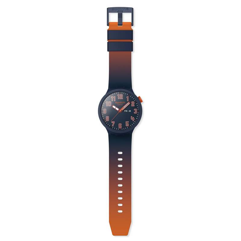 Montre SWATCH essentials mixte cadran bleu bracelet silicone bleu - vue D1