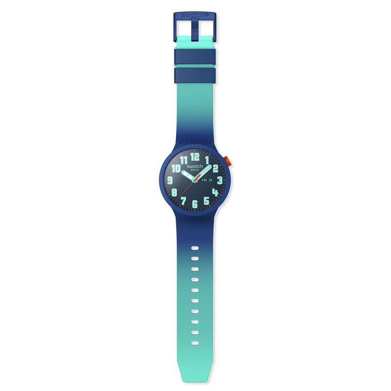 Montre SWATCH essentials mixte cadran bleu bracelet silicone bleu - vue D1