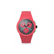 Montre SWATCH essentials mixte cadran rose bracelet silicone vert