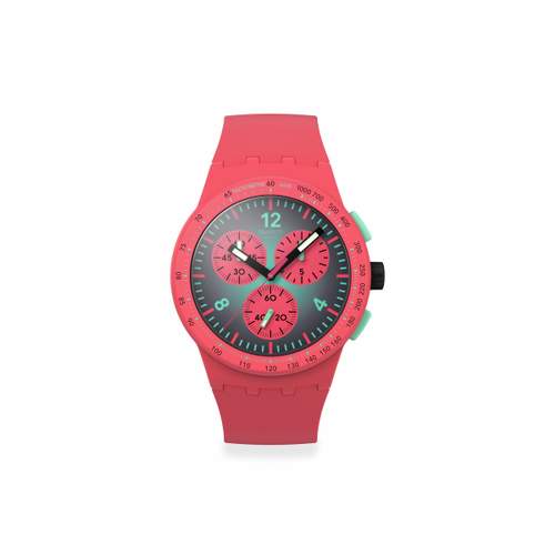 Montre SWATCH essentials mixte cadran rose bracelet silicone vert