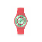 Montre SWATCH essentials mixte cadran vert bracelet silicone rouge - vue 1