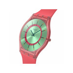 Montre SWATCH essentials mixte cadran vert bracelet silicone rouge - vue 2