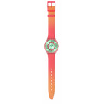 Montre SWATCH essentials mixte cadran vert bracelet silicone rouge - vue D1