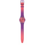 Montre SWATCH Essentials mixte cadran rouge bracelet silicone violet - vue D1
