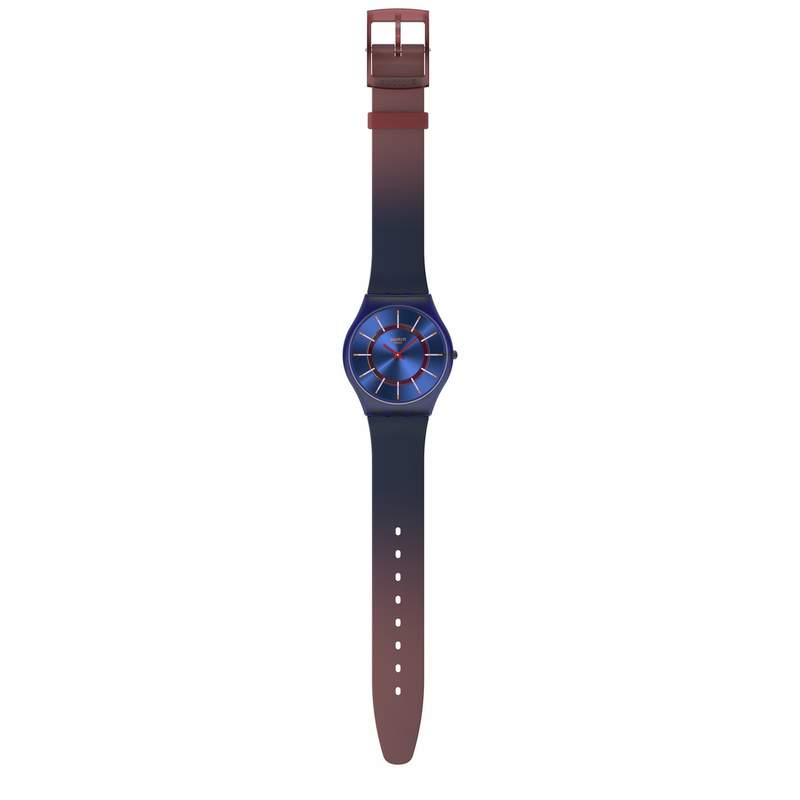 Montre SWATCH essentials mixte cadran bleu bracelet silicone bleu - vue D1
