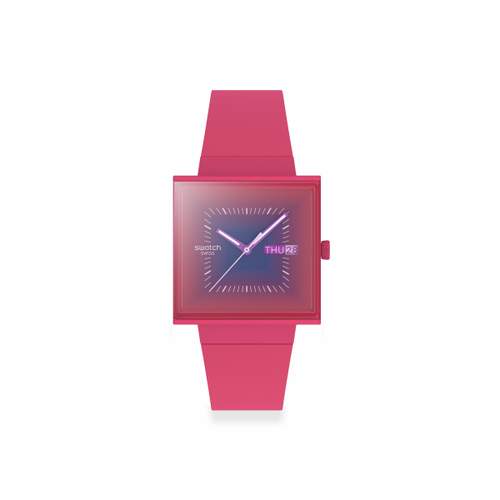 SWATCH Essentials gemengd horloge roze wijzerplaat roze siliconen band