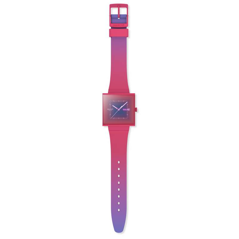 Montre SWATCH Essentials mixte cadran rose bracelet silicone rose - vue D1