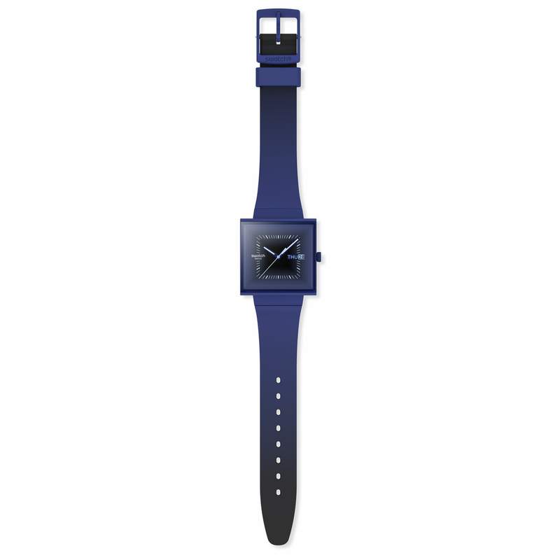 Montre SWATCH essentials mixte cadran bleu bracelet silicone bleu - vue D1