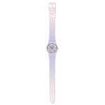 SWATCH essentials dameshorloge paarse wijzerplaat paarse siliconen band - bekijk D1