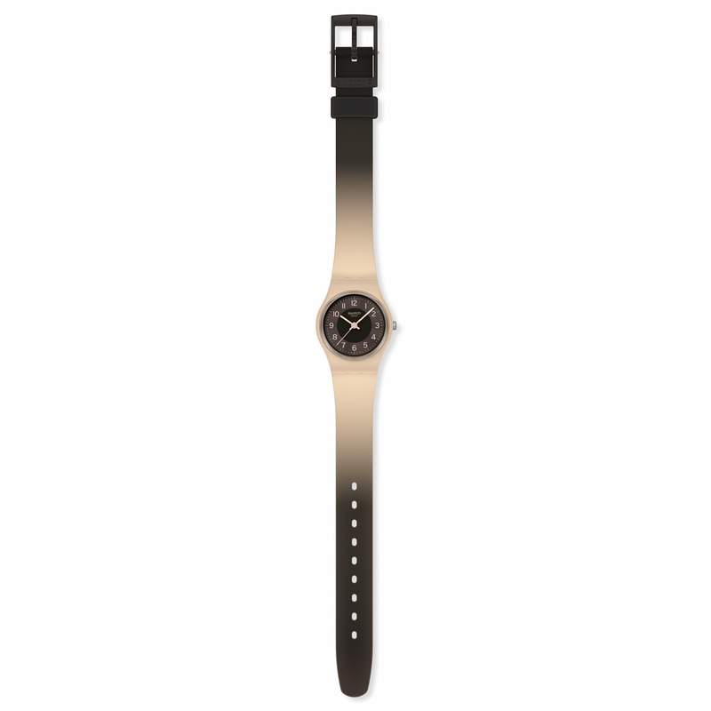 Montre SWATCH essentials femme cadran marron bracelet silicone brun - vue D1