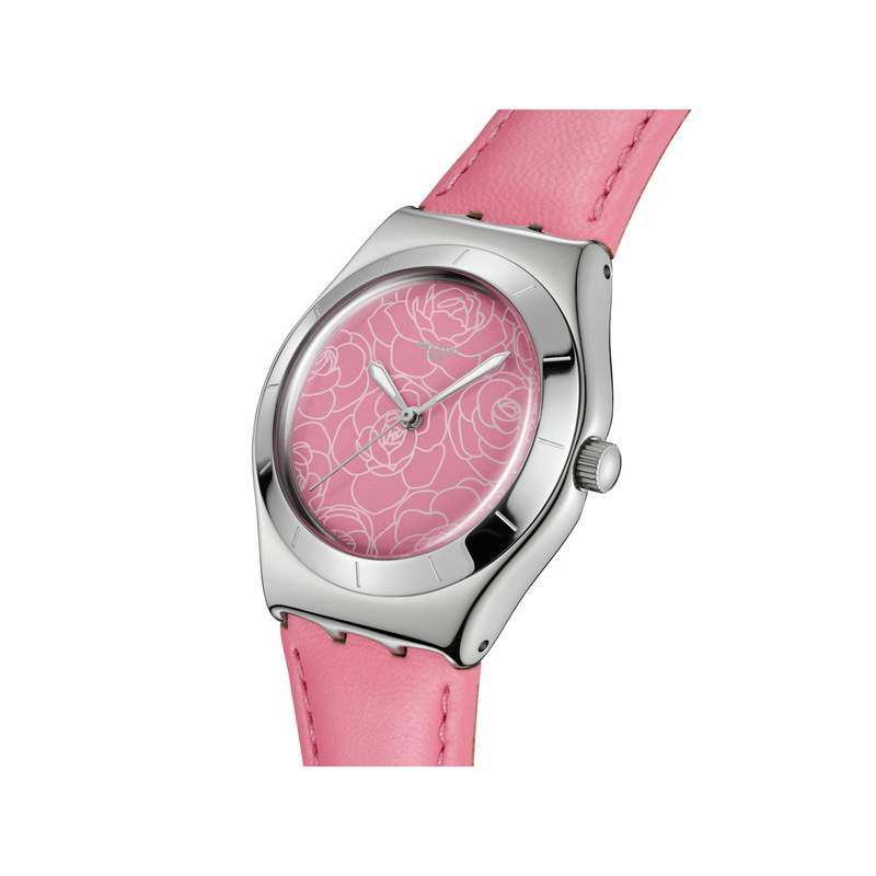 Montre SWATCH blossom time cadran rose femme bracelet cuir animal rose - vue 2