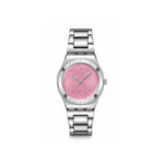 Montre SWATCH blossom time femme cadran rose bracelet acier inoxydable gris - vue 1