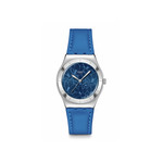 Montre SWATCH blossom time femme cadra bleu bracelet cuir animal bleu - vue 1