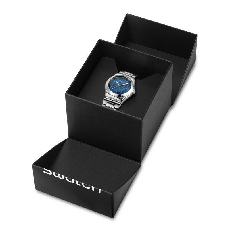 Montre SWATCH blossom time femme cadran bleu bracelet acier inoxydable - vue D2