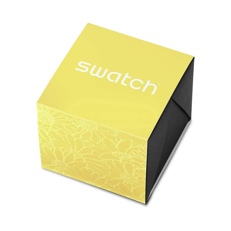 Montre SWATCH blossom time femme cadran jaune bracelet acier inoxydable - vue D1