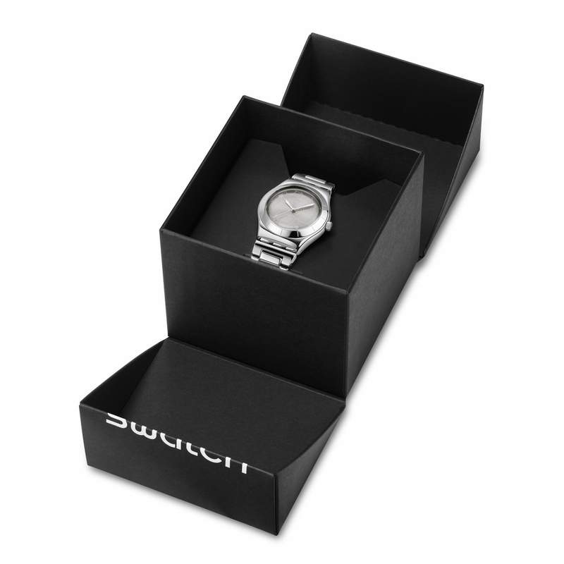 Montre SWATCH blossom time femme cadran gris bracelet acier inoxydable - vue D2
