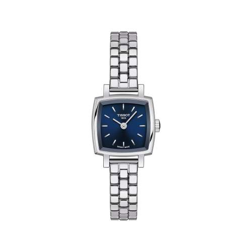 TISSOT T-LADY LOVELY SQUARE dameshorloge met blauwe wijzerplaat en roestvrijstalen armband