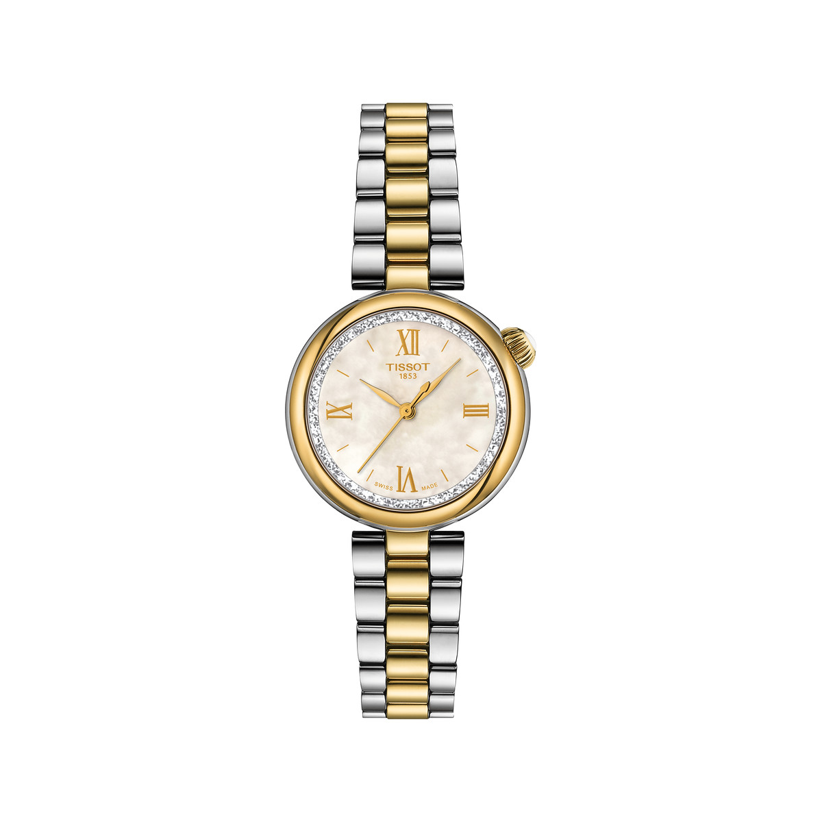 TISSOT T-LADY DESIR ladies' watch pearly dial two-tone PVD bracelet