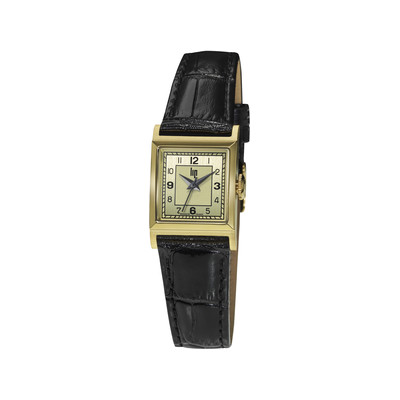 Montre LIP CHURCHILL femme acier doré bracelet cuir noir - vue 1