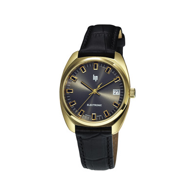 Montre LIP GENERAL DE GAULLE acier doré mixte bracelet cuir noir