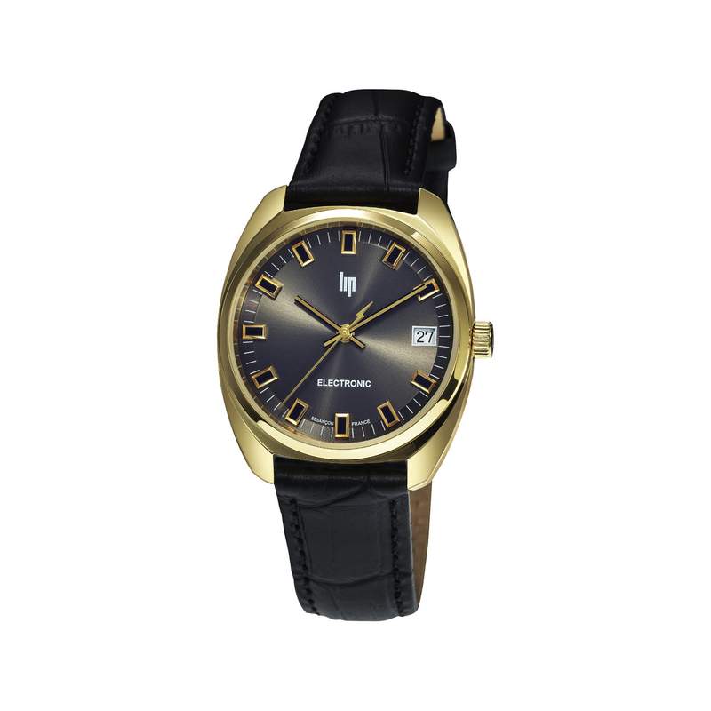 Montre LIP GENERAL DE GAULLE acier doré mixte bracelet cuir noir - vue 1