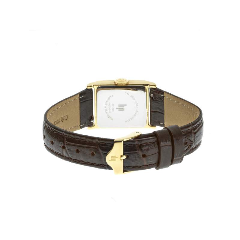 Montre LIP CHURCHILL femme acier doré bracelet cuir marron - vue 3