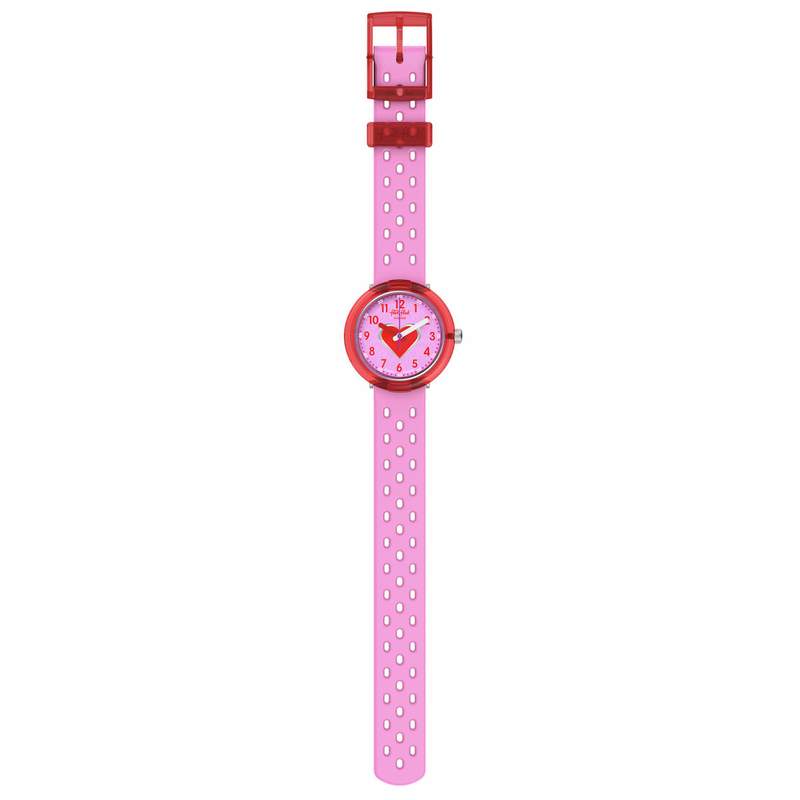 Montre FLIK FLAK bubbly hours enfant bracelet silicone rose - vue D1