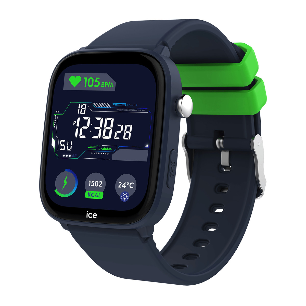 Montre ICE WATCH ice smart junior 3.0 fm enfant connecté,  boîtier plastique bleu, bracelet silicone bleu - vue D1