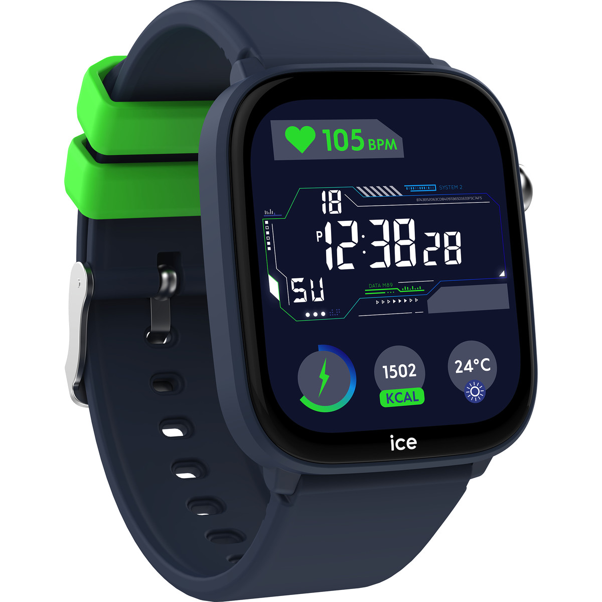 Montre ICE WATCH ice smart junior 3.0 fm enfant connecté,  boîtier plastique bleu, bracelet silicone bleu - vue D2