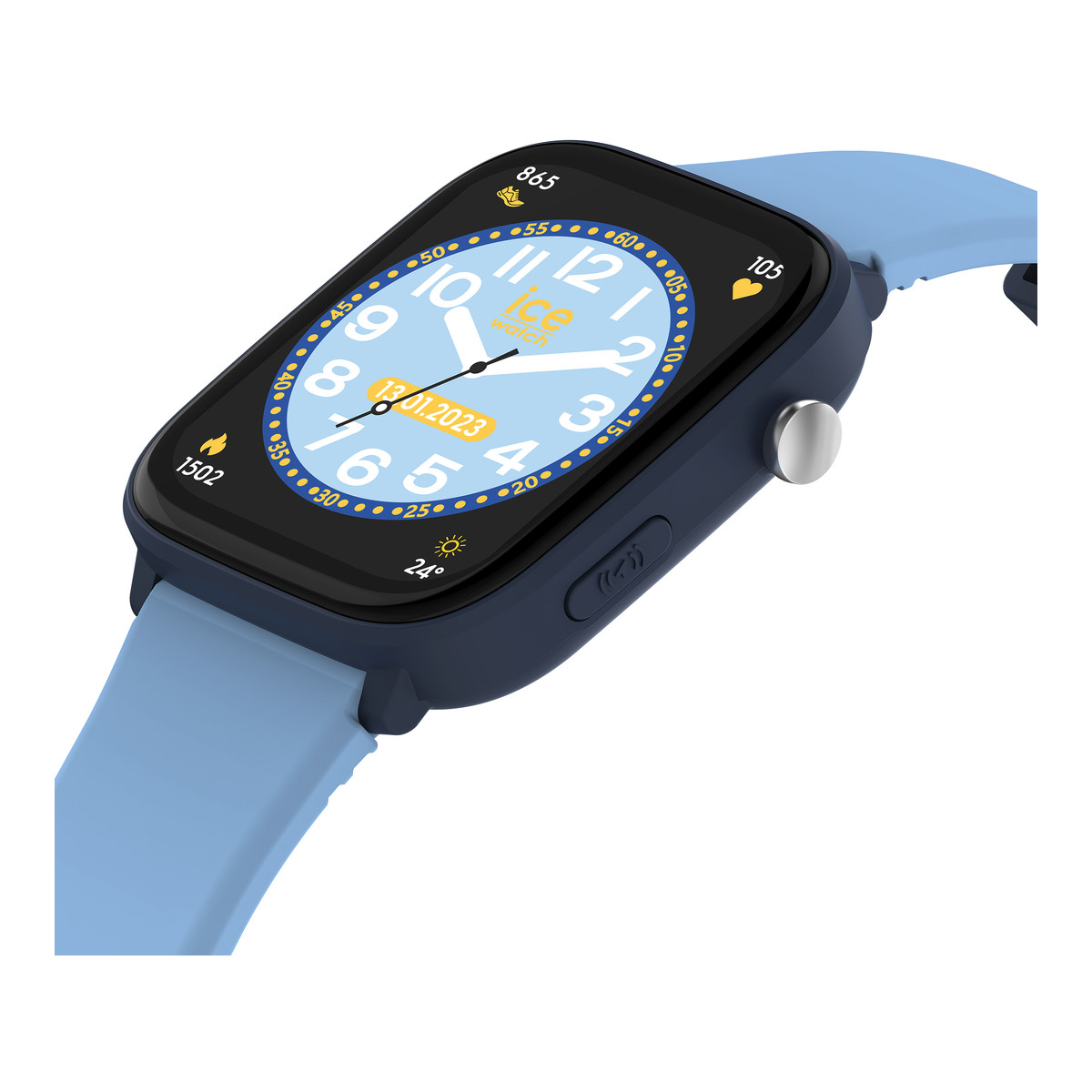 Montre ICE WATCH ice smart junior 3.0 fm enfant connecté, boîtier plastique bleu, bracelet silicone bleu - vue 2