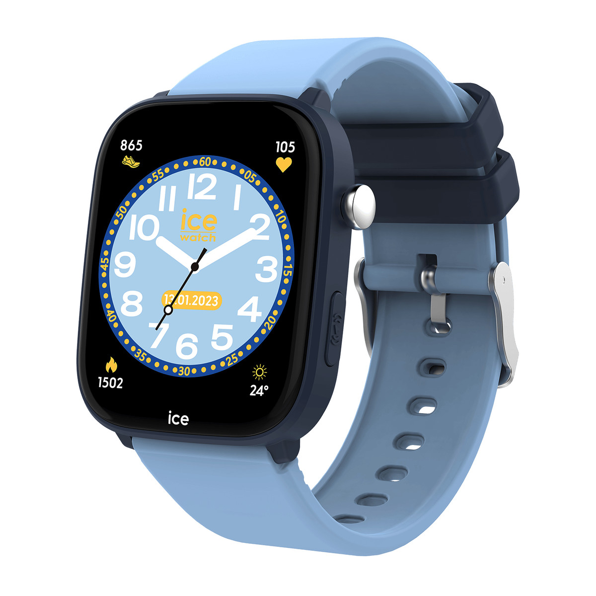 Montre ICE WATCH ice smart junior 3.0 fm enfant connecté, boîtier plastique bleu, bracelet silicone bleu - vue D1