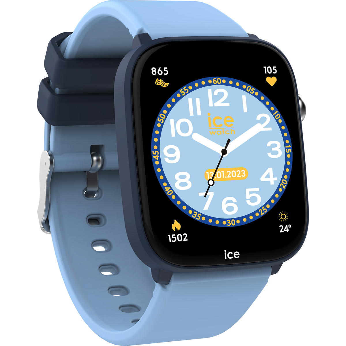 Montre ICE WATCH ice smart junior 3.0 fm enfant connecté, boîtier plastique bleu, bracelet silicone bleu - vue D2